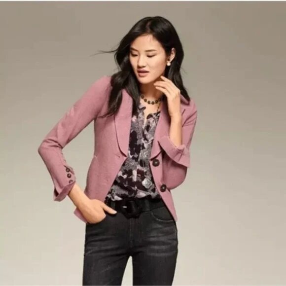CAbi Jackets & Blazers - Cabi Jacket Applaud Ponte Knit Twill Blazer Coat Mauve Pink Quartz Women's 4